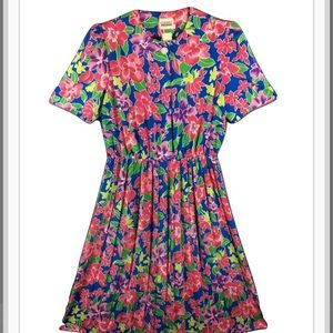 Vintage Leslie Fay floral dress xl